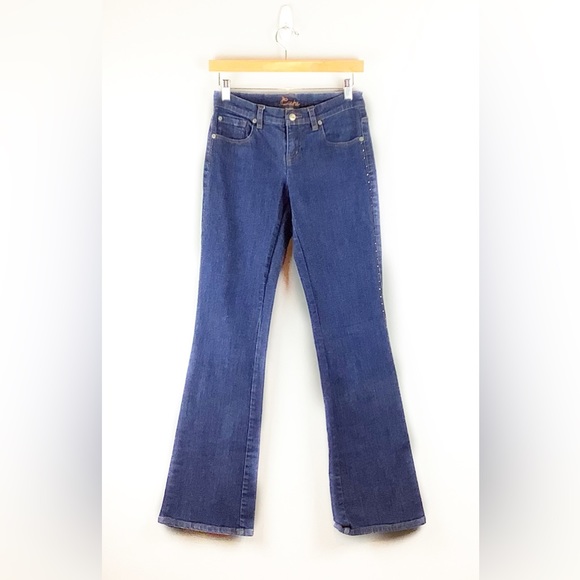 Vintage Cache Rhinestone Studded Wide Leg Jeans Size 2 - Picture 1 of 5